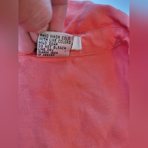 Edward Linen Button-up Shirt Coral in L - Picture 5 of 8